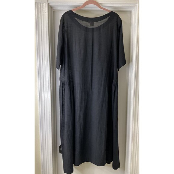 World Of Crow Womens Black Cotton Midi Dress Size 1X Loose Fit - Picture 2 of 5
